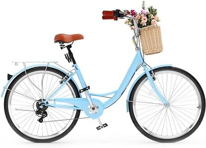 YITAHOME 26 Inch Beach Cruiser Bike for Women, 7 Speed Commute Bicycle for Adults, Women Bike with Adjustable Seat & Basket, Multiple Color