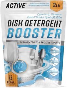 Dishwasher Detergent Booster Prewash Powder - ACTIVE Citric Acid Dishwashing Additive for Hard Water, Natural Dish Washer Shine & Rinse Aid, Lime Scale Remover for Cloudy Glassware - 64 Uses (32-oz)