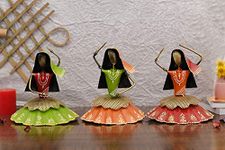 Collectible India Metal Dancing Lady Figurine (9.5 x 8 inch, Multicolour)