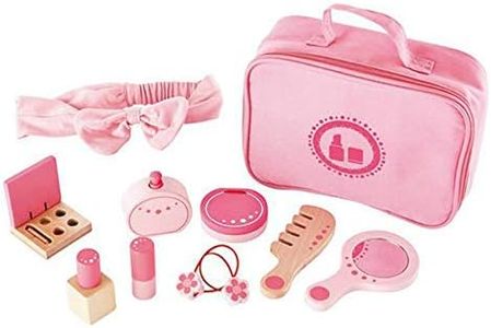 Hape Award Winning Beauty Belongings Kid's Wooden Cosmetics Pretend Play Kit Multi, L: 7.5, W: 3.1, H: 6.3 inch