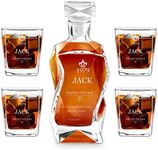 Maverton Whiskey decanter set with 4 glasses for man - Personalized liquor dispenser for him - Whisky carafe for Birthday - 5 piece set for whiskey lovers - - PERFECT