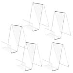 Clear Acrylic Book Stand, hicoosee 5 Pieces Transparent Book Display Stand for Displaying Books, Notebooks, Picture Albums, Picture Books, Menu, Magazine