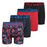 New Balance Boys' 3.5" Underwear, Performance Boxer Brief Trunk (4 Pack), Team Red Thunderbolt Camo/Blue Graphite/Team Red/Black, Medium