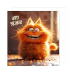 Edition Seidel Premium Square Birthday Card with Envelope. Greeting with Saying Happy Birthday For Him or Her Female Male Friend Girl Boy Son Kids Teens Cat (GQ235 SW024)