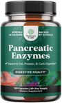 Pancreatin Digestive Enzymes for Digestive Health - Pancreatic Enzymes for Humans with Fat Carb and Protein Digestive Enzymes for Women and Men - Protease Amylase & Lipase Enzymes for Digestion -120ct