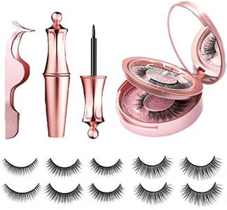 [5 Pairs] Magnetic Eyelashes and Eyeliner Kit, Lanvier Reusable 3D Magnetic False Lashes Extension No Glue Needed - Black