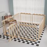 KOCINI Baby Playpen, Wooden Playpen
