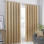 Fusion Strata Woven Eyelet Lined Curtains, Ochre, 46 x 72 Inch, 100% Polyester, W117cm (46") x D183cm (72")