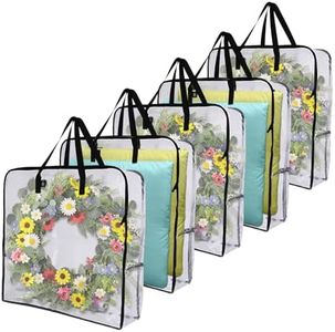 VENO Over-Sized Clear Storage Bag W/Strong Handles and Zippers for College Carrying, Moving, Christmas Decorations Storage, Under The Bed Storage, Garage Organizer, Made of Recycled Material (5-Pack)