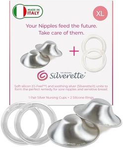SILVERETTE The Original Silver Nursing Cups, Nipple Covers for Breastfeeding with O-Feel Silicone Rings, XL