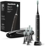 Aquasonic Black Series Ultra Whitening Toothbrush – ADA Accepted Power Toothbrush - 8 Brush Heads & Travel Case – 40,000 VPM Electric Motor & Wireless Charging - 4 Modes w Smart Timer