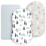 GRSSDER Stretchy Ultra Soft Fitted Bassinet Sheet Set 3 Pack, Universal Fit for Bassinets Baby Cradle Moses Basket Oval Rectangle Mattress Snug and Safe, Cute Wild Forest Mongooses for Baby