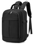 BAGZY 16x12x6 inch Personal Item Bag Underseat Carry on Luggage Anti-theft Casual Laptop Backpack Lightweight Travel Backpack for Airplanes Flight TSA Approved for Men and Women Black