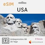 USA Travel eSim Card - T-Mobile eSim with Unlimited Data, Calls and Texts for 30 Days in USA and Hawaii. Unlimited 4G/5G Data. USA Phone Number. for Travellers to USA with Compatible Mobile Phones