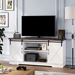 Amyove TV Stand for 65 Inch TV, Farmhouse Entertainment Center TV Media Console Table, Tall TV Stand with Storage, Barn Doors and Shelves, White Modern TV Console Cabinet Furniture for Living Room