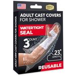 100% Waterproof Arm Cover for Shower - Tight Seal - 3pk Adult Reusable Cast Protectors - Half Arm Bag Sleeves for Wounds Care - After Surgery Plaster Cast Cover for Hand, Wrist, Elbow, Forearm