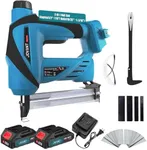 Nail Gun Battery Powered, Cordless Nail Gun with 2 * 2.0Ah Li-ion Battery, 20V 2 in 1 Electric Nail Gun, Battery Nail Gun for Upholstery, Small Projects and Woodworking