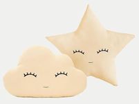 The Purple Tree Cute Moon Star Cot Cushion (Pack of 2, 16x16 inch, Peach) Kids Cushion, Soft Toy, Soft Plush Pillow, cot Cushion, Nursery décor, Baby Cushion