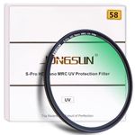 JONGSUN 58mm UV Filter, S-Pro HD Nano MRC16 Camera Ultraviolet Protection Filter, 16 Layers Multicoated, SCHOTT B270, Ultra-Slim, Lens Cloth Kit