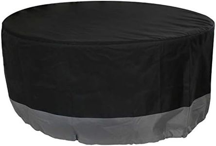 Sunnydaze Heavy Duty Round Outdoor Fire Pit Cover with Drawstring - 300D Polyester Material - Black/Gray - 60-Inch x 24-Inch