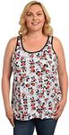 Disney Womens Plus Size Tank Mickey & Minnie Mouse All Over Print, Mickey & Minnie White, 4XL