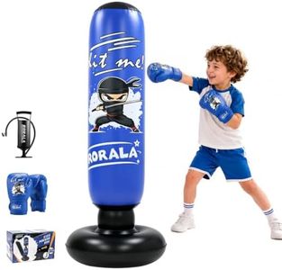 RORALA Inflatable Punching Bag for Kids with Boxing Gloves and Manual Air Pump, 66 Inch Children's Boxing Bag Set for Boys and Girls Gift Aged 3 to 12 to Practice Karate, Taekwondo