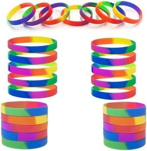 gotyou 30 Pezzi Braccialetti In Gomma Arcobaleno,Arcobaleno Braccialetti,Braccialetti Arcobaleno Portafortuna per Uomo,Donna,Donna,Ragazza,Coppia,Bracciale,Gioielli,Regali