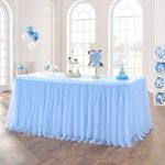 9FT Blue Tulle Table Skirt Blue Tutu Table Skirts for Wedding Birthday Party Baby Shower