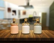 RAMPKD Elephant Ceramic Airtight Jar Ceramic Storage Jar Candy Jar Kitchen for Tea Jars for Cotton Tip Jar Gold Candy Jar Ceramic Canister Sugar Jar with Lids Cookie Jars -Multi Colour (PACK OF-1)
