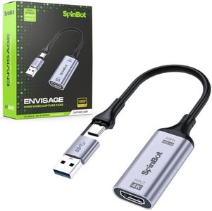 SpinBot Envisage Full HD Video Capture Card | 4K HDMI to USB3.0 1080p/ 60FPS | Capture Card for Gaming, Streaming, Broadcast and Video Recording | Windows, Mac, Android