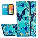 QIVSTARS Compatible with iPhone 14 Pro Max Case Creative Style Protective Cover Magnetic Kickstand Wallet Phone Case with Card Slots PU Leather Flip Case for iPhone 14 Pro Max 6.7" Blue Butterfly YB6