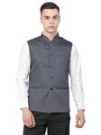 Badoliya & Sons Men Ink Blue Jute Nehru Jacket