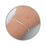 Annika Bella Sterling Silver Bracelet for Women With Beads, Silver Beaded Chain Bracelet, Minimalist Dainty Silver Bracelet, Layered Silver Bracelet (Silver)