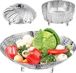 Vegetable Steamer Basket, Premium Stainless Steel Veggie Steamer Basket - Folding Expandable Steamers to Fits Various Size Pot (Silver)