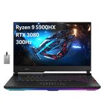 ASUS ROG Strix Scar 15 Gaming Laptop, 15.6" 300Hz IPS FHD Display, AMD Ryzen 9 5900HX, 64GB RAM, 4TB PCIe SSD, Per-Key RGB Keyboard, GeForce RTX 3080, WiFi 6, Win 11 Pro, Black, 32GB Hotface USB Card