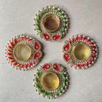 Aabhaas Design Handmade Diya Stand for Diwali and Festivals, Decoration Diya Stand for Diwali, Set of 4 - Illuminate Your Celebrations with Elegance