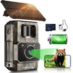MAXDONE Solar Wildlife Camera 4K 64MP WiFi Bluetooth Trail Camera with Night Vision, Built-in Rechargeable Battery, IP66 Waterproof Garden Camera, 0.1s Trigger, Includes 32GB SD Card