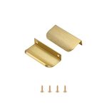 Satanga Edge Finger Tab Pull for cabinets Kitchen Concealed Drawer pulls Aluminum Flat Hidden Back Mount Door Handle for Home 5 Pack Modern Brushed Brass 3.15" Overall Length Easy Installation