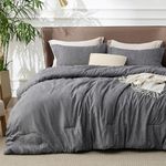 Bedsure California King Comforter Set - Charcoal Grey Comforter Cal King Size, Soft Cationic Dyed Bedding Set for All Seasons, 3 Pieces, 1 Comforter (104"x96") and 2 Pillow Shams (20"x36"+2")