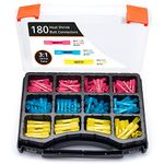 Wirefy 180 PCS Heat Shrink Butt Connectors Kit - Marine Grade Butt Connectors - Wire Butt Splice Connectors - Electrical Waterproof Heat Shrink Butts - 22-10 AWG