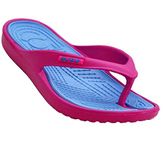 Ladies White Pink Eva Toe Post Flip Flop Surf Sandals New Summer Flat Beach Shoe (7 UK, Fuchsia Blue)