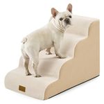 COZY KISS Dog Stairs for Small Dogs 19.7" H, Pet Step with Leakproof Cover, High Density Foam Cat Ramp for Bed, Couch or Sofa, Lightweight, Durable, Comfort, 15.7x28.3x19.7 inch, 4 Tiers, Beige