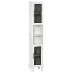 HOMCOM 69.5" Tall Bathroom Storage Cabinet, Free Standing Linen Tower with 2 Doors and Shelves for Kitchen, Living Room, White