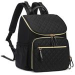 LORADI Large Capacity Diaper Bag Backpack with Storller Clips, Water-Resistant Travel Backpack with Anti-Theft Pocket (Nylon, Black-Gold)