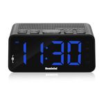 Homicial Digital Alarm Clock with AM/FM Radio, Multicolor, 1.4" LED Digits, Preset, Sleep Timer and Clear Display with Dimmer for Bedroom, Bedside, Battery/Plug Operated