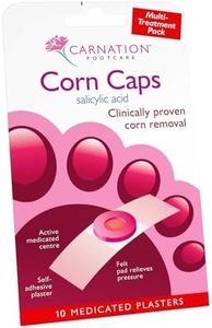 Carnation Footcare Corn Caps x 10, all-in-one, Salicylic Acid paste with soft felt corn ring. Relieves pressure and pain. One step application.