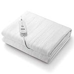 Electric Mattress Pad Blanket 120 x 140cm Heated Underblanket Comfort Soft Mattress Heating Pad, Control with 4 Heat Settings, Overheat Protection & 10 Hours Auto Shut Off, Washable, White