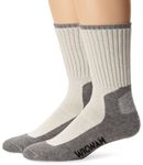 Wigwam Men's At Work DuraSole Work 2-Pack Crew Length Work Sock, White/Grey, Large