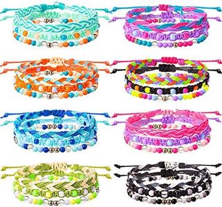 WILLBOND VSCO 24 Pieces Braided Stretch Friendship Bracelets Stackable Bead Woven String, Adjustable Wave Rope Bracelets Friendship Jewelry for VSCO Girls Teen Women