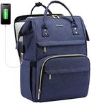 LOVEVOOK Laptop Backpack Womens Laptop Backpack for Women Travel Backpack Casual Daypack Waterproof Bag with USB Charging Port fits 14 15.6 for Work School Business College (15.6inch Update, Navy)